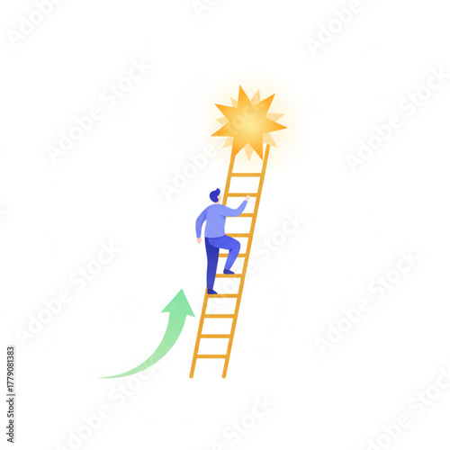 Success Ladder and Career Path Challenge Illustration Climbing