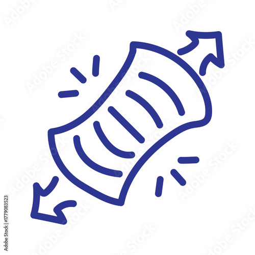 Blue line icon illustrating the moisture-wicking and breathable properties of a fabric layer.