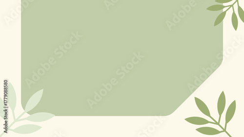 Modern matcha themed background with soft cream tones, rounded shapes, and leafy accents. Perfect for wellness, nature, branding, and minimalist design projects.