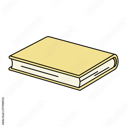 Yellow hardcover book with clean spine detail and angled view, ideal for school branding, reading themes, academic visuals, and educational design assets.