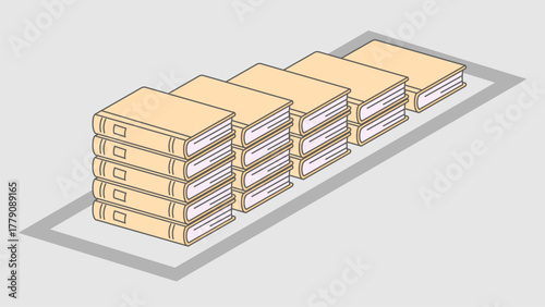 Organized stack of tan books in clean layout, symbolizing education, discipline, and personal growth. Ideal for academic themes or success driven visuals.