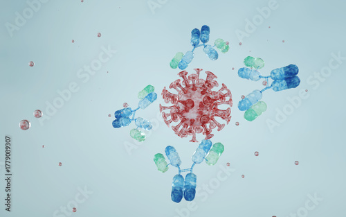 mAb or monoclonal antibody, antigen. The concept of vaccine. Innovative methods to treat virus. 3d render	
