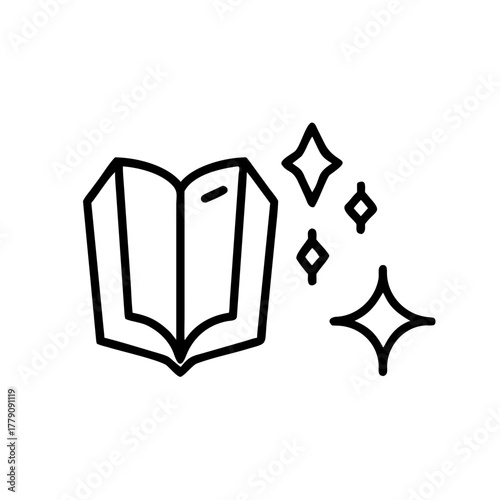 Book with sparkles and magical elements