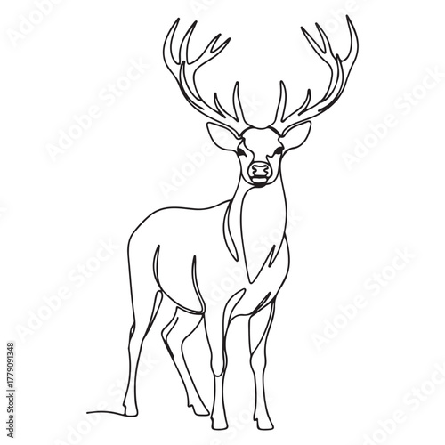 Continuous Line Art of a Majestic Stag