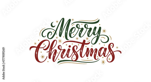 Festive Holiday Greeting Exquisite 'Merry Christmas' Calligraphy for Seasonal Cheer and Joy
