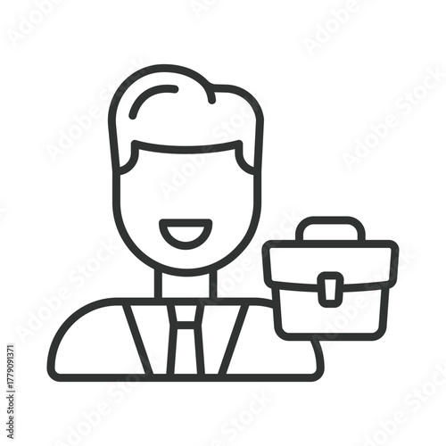 Employee icon in line design. employee, teamwork, collaboration, performance, communication, motivation, balance on white background vector. Employee editable stroke icon