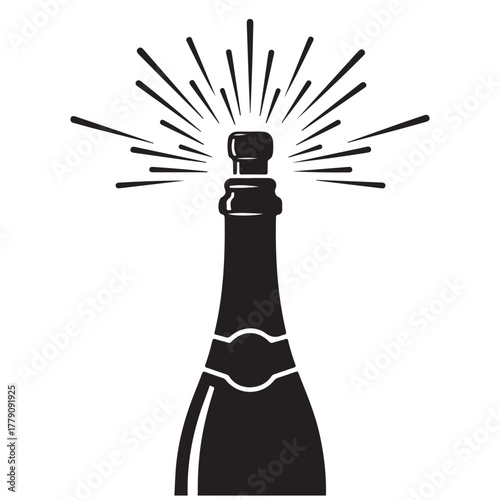 Sparkling Wine Bottle Popping Cork Celebration Icon