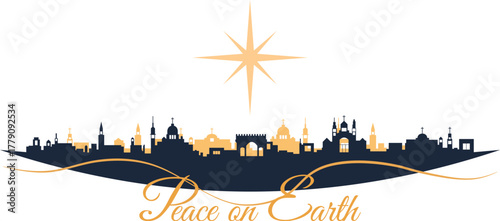 Peace on Earth City Skyline with Star for Urban Holiday Shirt