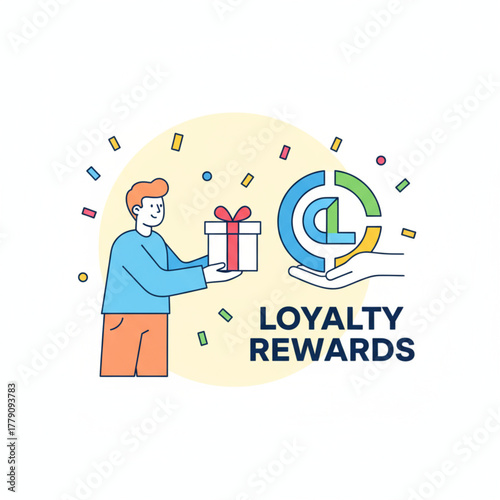 Customer Loyalty Rewards Program and Retention Marketing Illustration