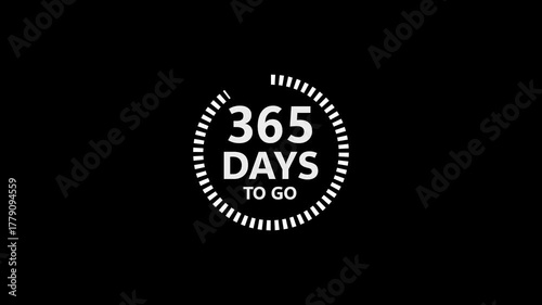 365 Days To Go Countdown Timer Graphic With Black Background image photo