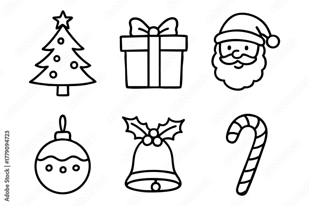 Fototapeta premium Different christmas icon set hand drawn, doodle style. Vector stock illustration