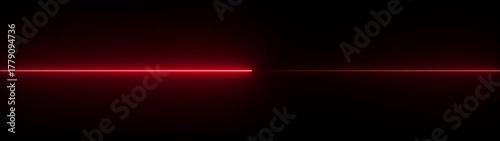 Abstract horizontal glowing red neon line on a dark background with subtle reflection bright clean