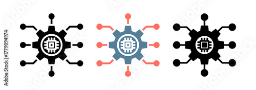 Technology Management Icon Collection Set  Glyph & Mixed Style  