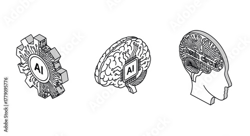 Innovative ai brain circuit designs linear conceptual art of technology and intelligence