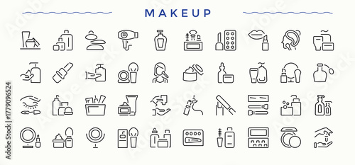 Makeup icon. Thin outline icons pack. It contains symbols to skin, salon, beauty care, spa. Pixel perfect. Editable vector. Radiance icon set.