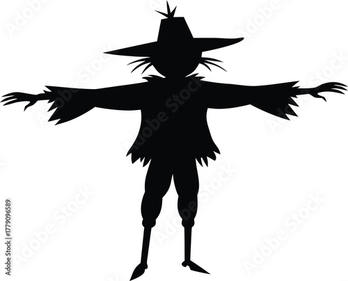 Halloween scarecrow silhouette vector graphic