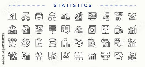 Set of Statistics line icon. Research minimalist icons collection. Vector outline icons collection. Database icon. Vector collections.