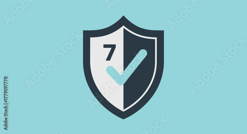 Minimalist shield with check mark for security and protection concept