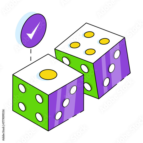 A isometric design, icon of ludo dices