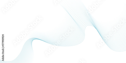 Abstract blue smooth wave on a white background. Dynamic sound wave. Design element. Vector illustration.	