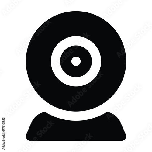 Solid black illustration of a webcam. Perfect for communication, video conference, and technology projects.