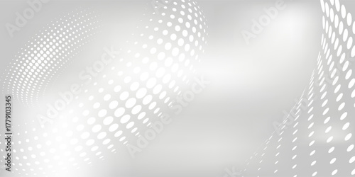 Dot mesh silver foil background with metal mirror texture. Chrome gradient surface with light abstract modern