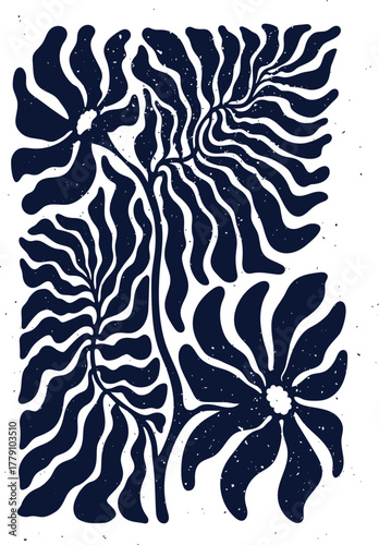 monochrome floral art