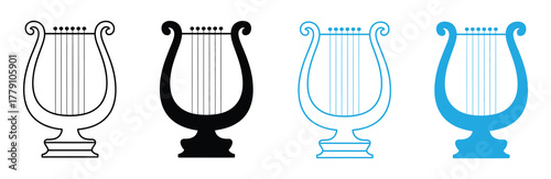 Harp and lyre icon vector logo template illustration design. Symbol of music, muse and inspiration. Calm melody and lullaby. Vector illustration isolated