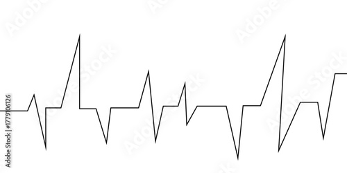 Heart disease cardiogram. Increasing amplitude pulse rate, sawtooth wave, increasing amplitude wave. Heart pulse monitor with signal. Electrocardiogram. Medical healthcare symbol. vector.