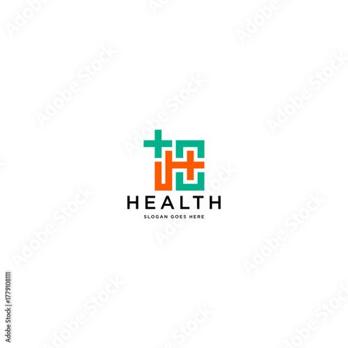 letter h plus medical or hospital logo