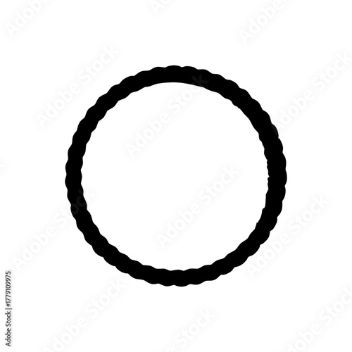 Circular rope silhouette forming an O shape against a crisp white background, suitable for various concepts