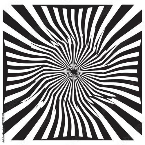 Black and White Abstract Optical Illusion with Swirling Radial Stripes