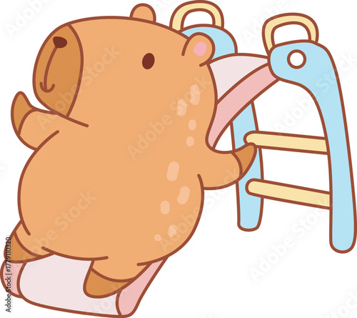 Illustrations of cute capybara character clip art for kids.