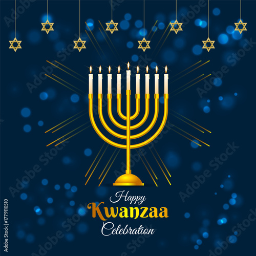 Vector illustration of Happy Hanukkah social media template