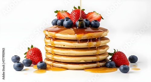 stack of pancakes with blueberries Stack of Pancakes with Fresh Blueberries