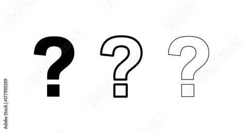 Three question marks in different styles on a white background
