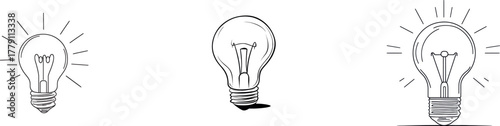 The symbol of a light bulb, drawn in one continuous line, represents idea and creativity in a minimalist design isolated on white