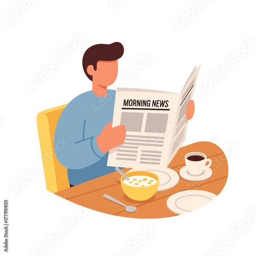 Start your day informed reading morning news over coffee and cereal