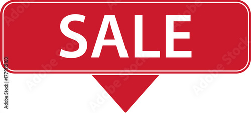 SALE – red simple banner label with arrow