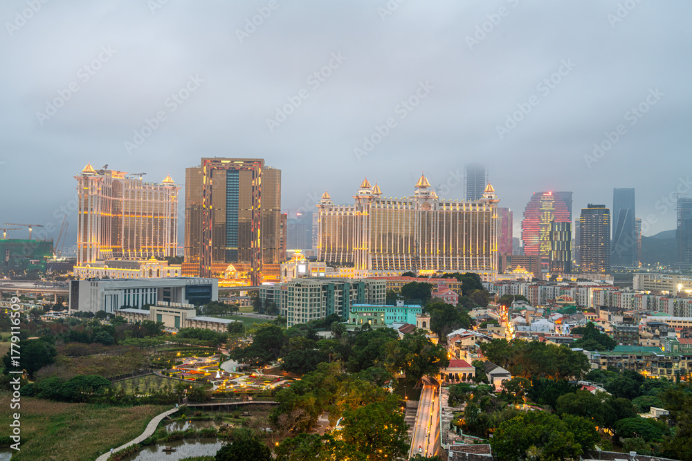 Obraz premium Macau, China January 10, 2024: Cityscape and Landscape in Taipa island, Macau, China, Asia