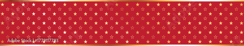 A decorative horizontal banner featuring a red background with gold star pattern