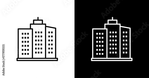 Building  White Icon Set Design
