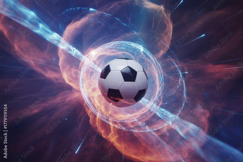 Fototapeta premium Soccer ball dynamic cosmic energy
