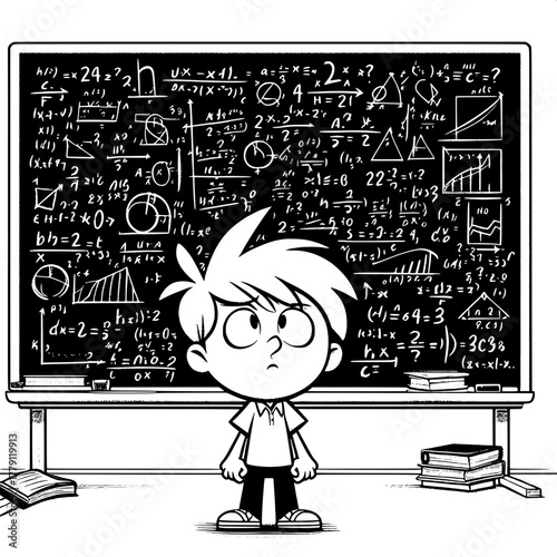 Black and White Vector Silhouette of Boy Sleeping on Books