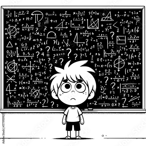 Black and White Vector Silhouette of Boy Sleeping on Books