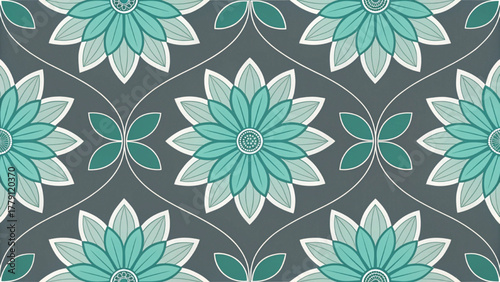 Seamless floral pattern Cool tone Background 
