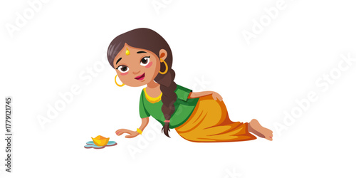 2d Indian village women cartoon character ready for animation moral stories