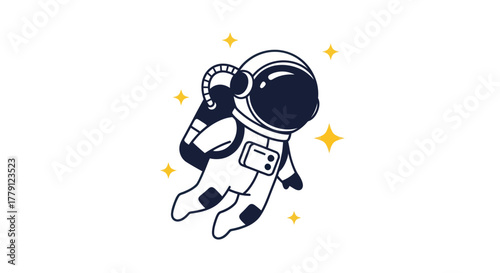 Astronaut in space illustration exploring the cosmos with sparkling stars