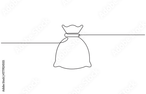 Continuous one line drawing money bag, money bag single line art concept vector illustration.