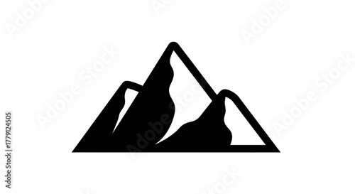 Black and white mountain range symbol on white background for design